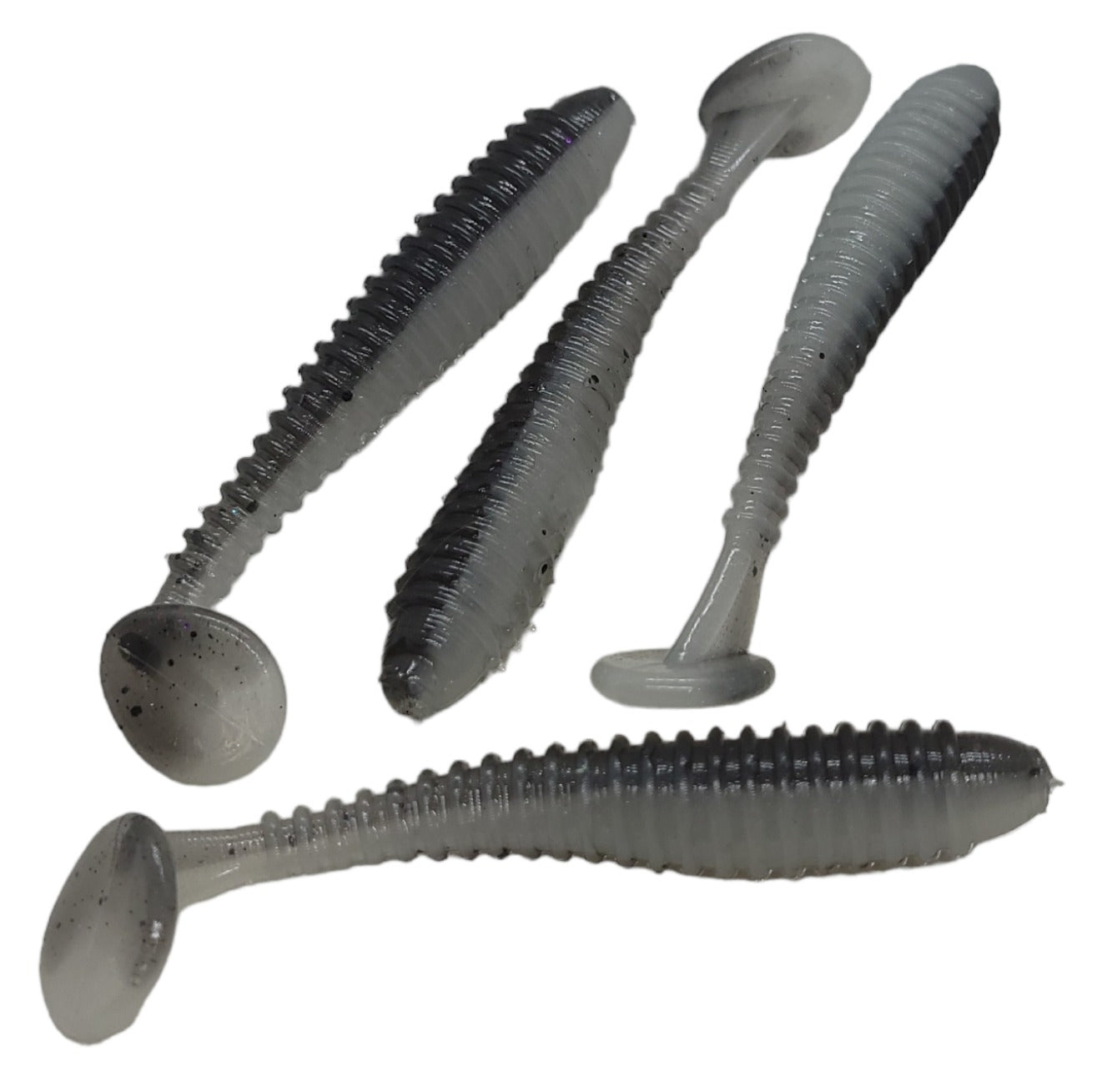 3.5" Ribbed Paddle Tail Swim Bait / Trailer - Qty 10/pack