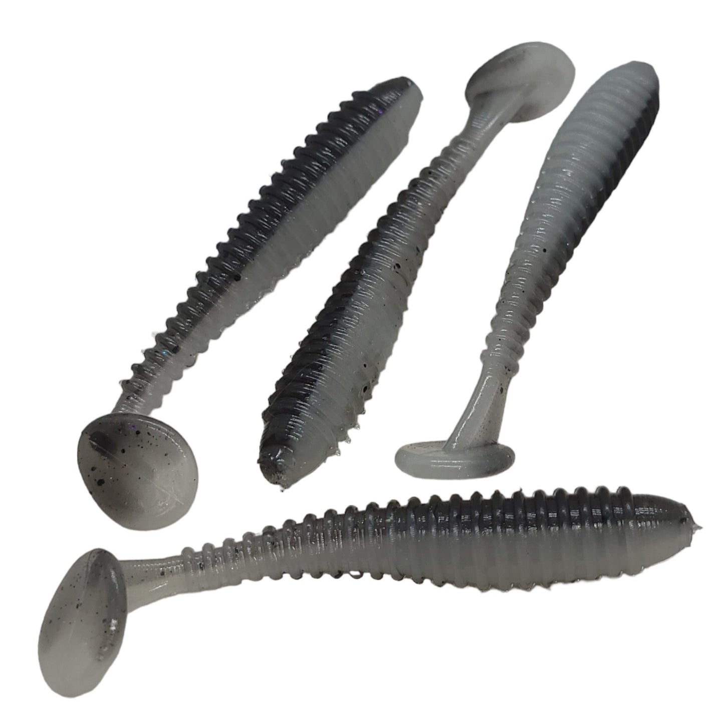 4" Ribbed Paddle Tail Swim Bait / Trailer - Qty 10/pack