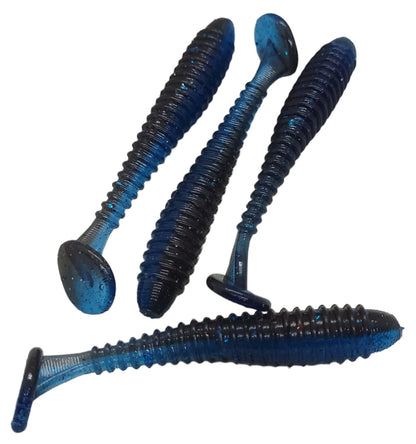 3.5" Ribbed Paddle Tail Swim Bait / Trailer  - Qty 10/pack